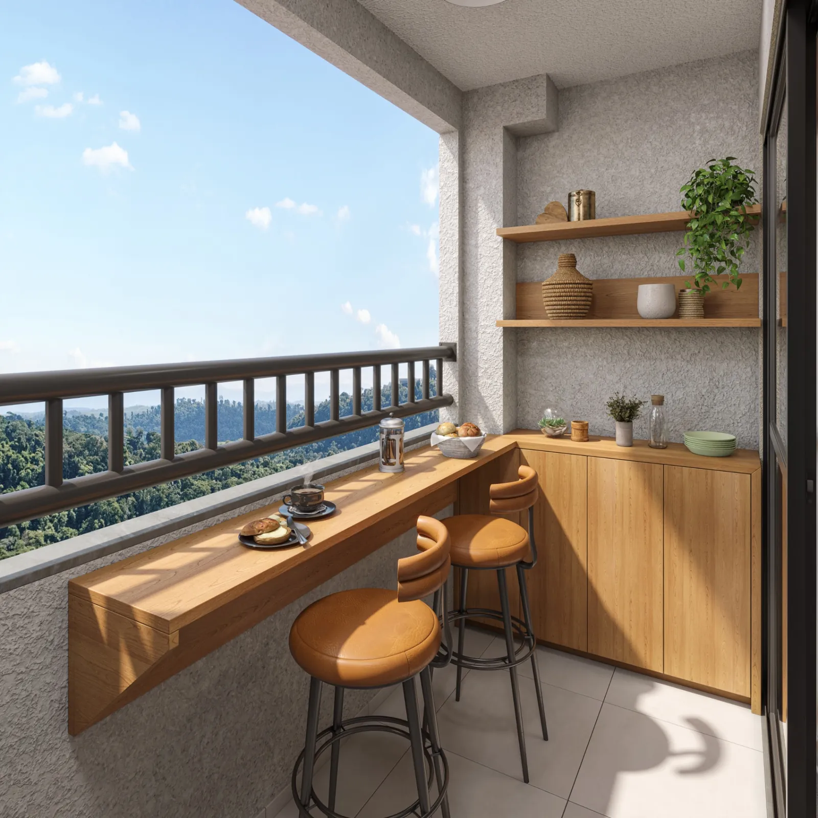 Varanda gourmet do apartamento Gran Terrazo com vista